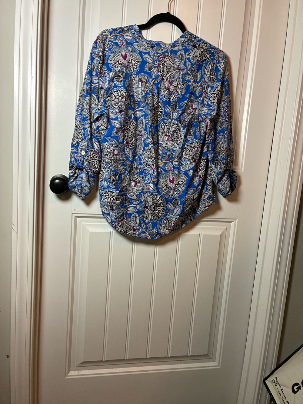 Ruby Rd. Blue Paisley Button-Up Blouse - Picture 3 of 3